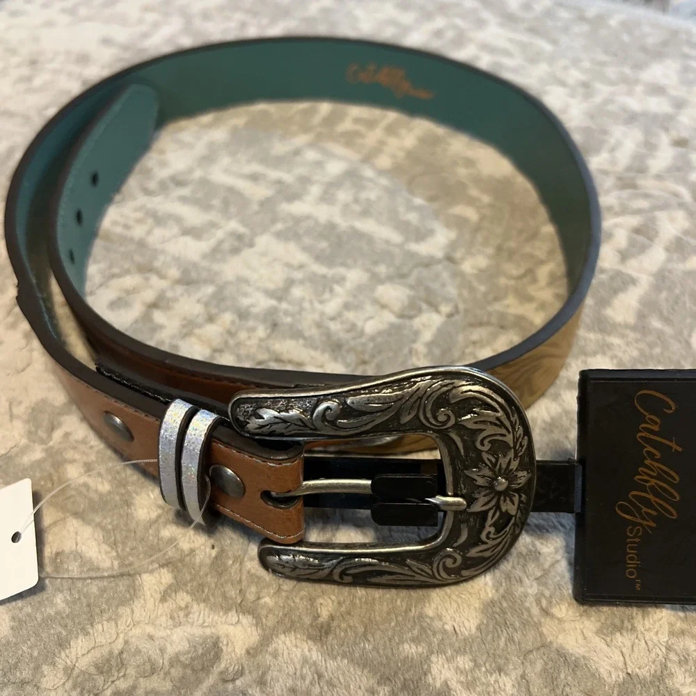 Western Brown Leather Belt  Girls Large 27